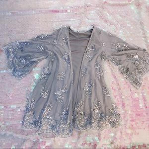 Silver sequin kimono